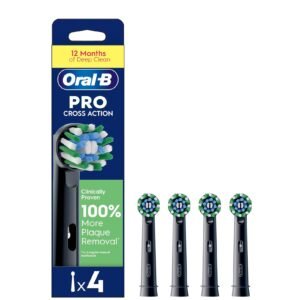 Oral-B Pro Cross Action Electric Toothbrush Head, Electric Toothbrush Heads, X-Shape and Angled Bristles for Deeper Plaque Removal, Pack of 4 Toothbrush...