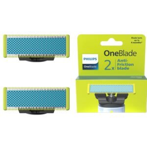 Philips OneBlade First Shave Anti-Friction Blade Head, Compatible with All OneBlade & Pro Electric Shaver & Trimmers, Original from Philips, 2X One Blade, 4-Month Supply (QP225/50)