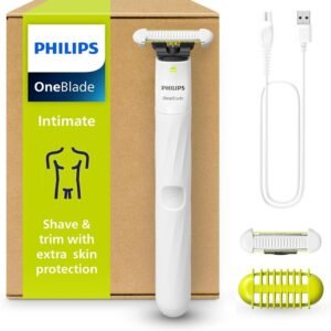 Philips OneBlade Intimate, Designed for Pubic Grooming, Trim & Shave with Extra Skin Protection, Close & Comfortable Results - not Completely Bare, Model QP1924/30