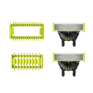 Philips OneBlade Original 360 Blade Heads + Body Kit Combs, Compatible with all OneBlade and Pro Electric Shaver & Trimmers, Original from Philips, 2x One Blade, 2x Combs, 8-Month Supply (QP624/50)