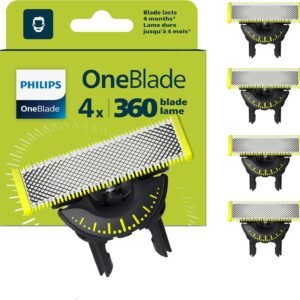 Philips OneBlade Original 360 Blade Heads, Compatible with all OneBlade and Pro Electric Shaver & Trimmers, Original from Philips, 4x One Blade